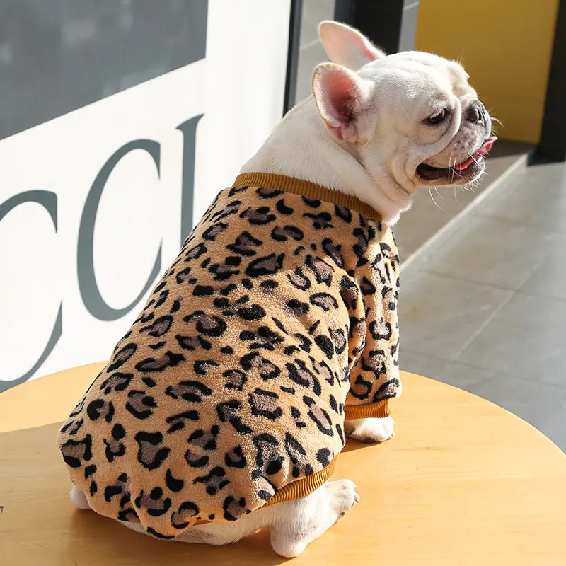 Leopard Print Winter Warm Pajamas Jacket for Puppies