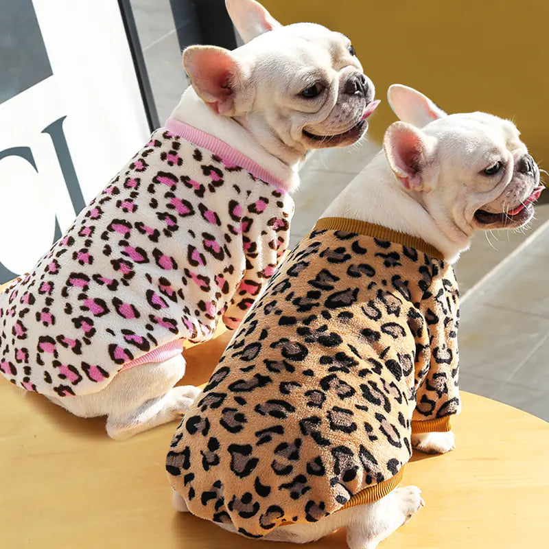 Leopard Print Winter Warm Pajamas Jacket for Puppies