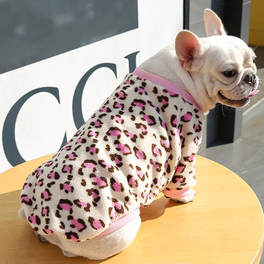 Leopard Print Winter Warm Pajamas Jacket for Puppies